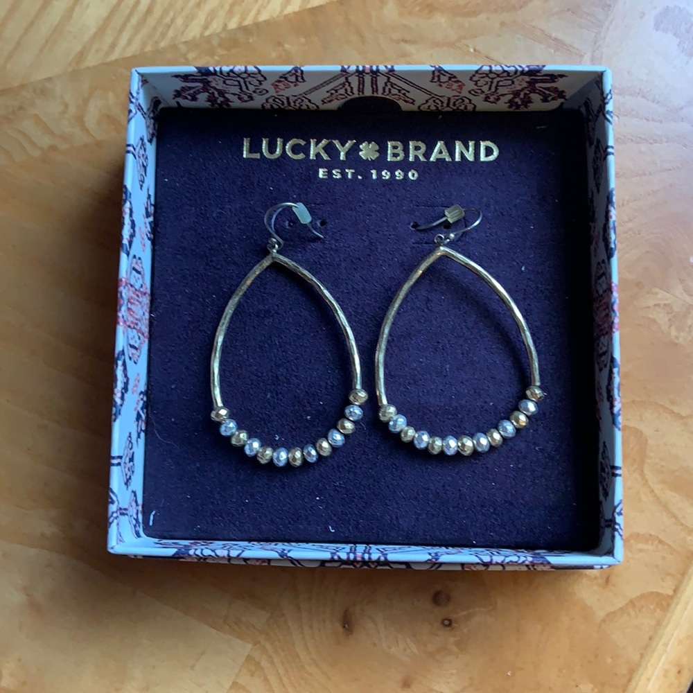 Lucky brand teardrop earring two tone